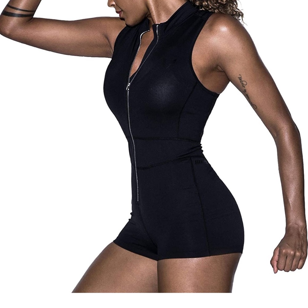 Fitness Vest Jumpsuit Zipper Sexy Sport Bodycon Romper Skinny Tummy